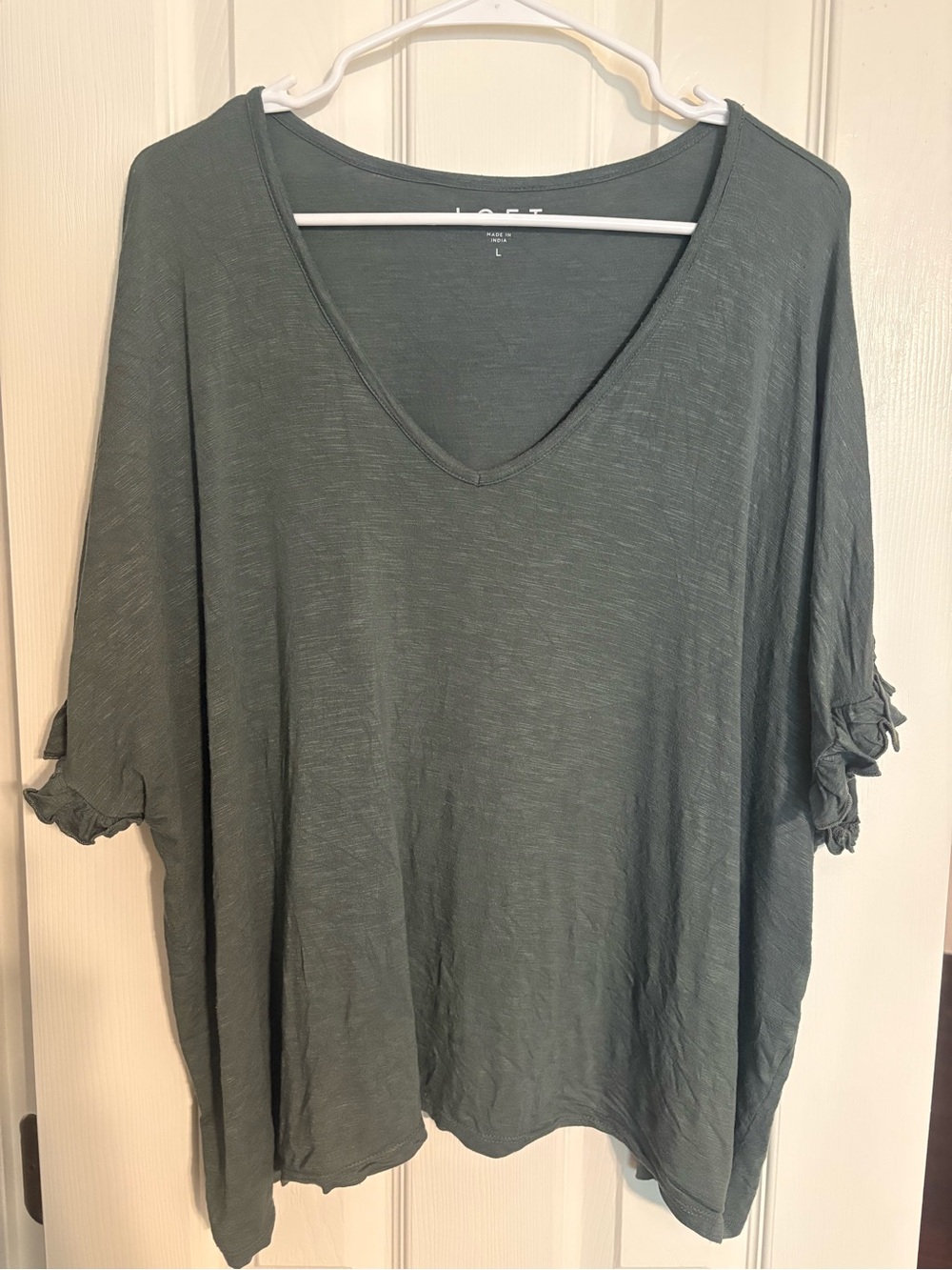 LOFT V-Neck Ruffle Sleeve Blouse